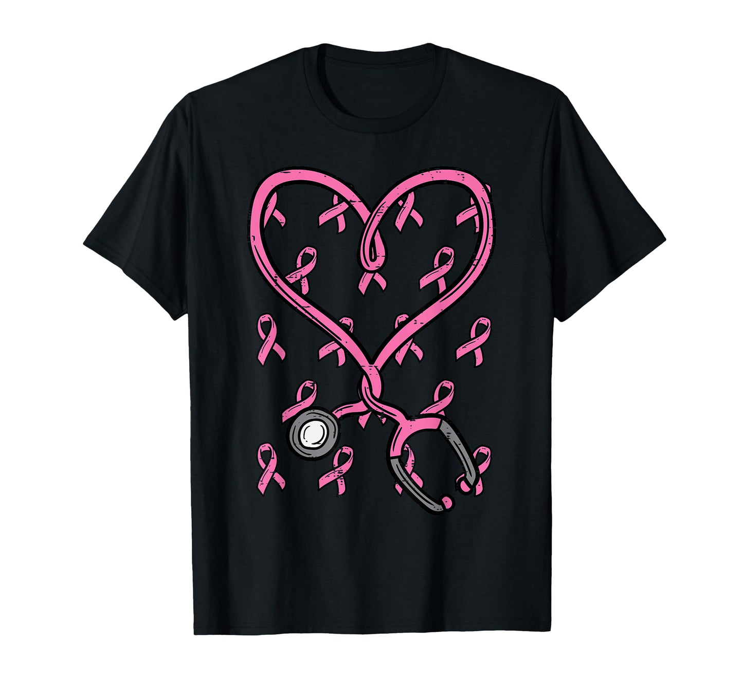 Pink Stethoscope Nurse Scrub Breast Cancer Awareness Women T-Shirt
