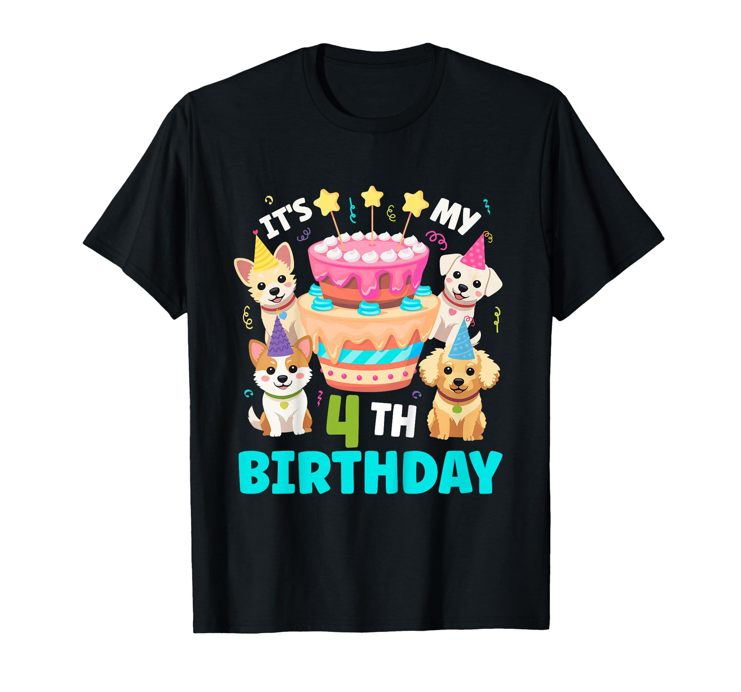 4th Dog Birthday Party Four Year Old Puppy Birthday T-Shirt