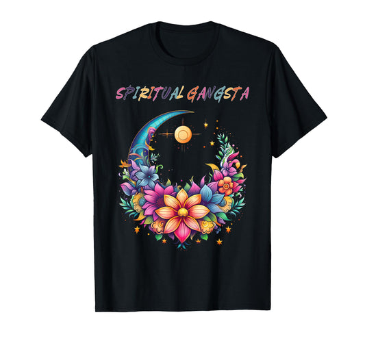 Spiritual Gangsta Floral Moon Yoga Meditation Mandala T-Shirt