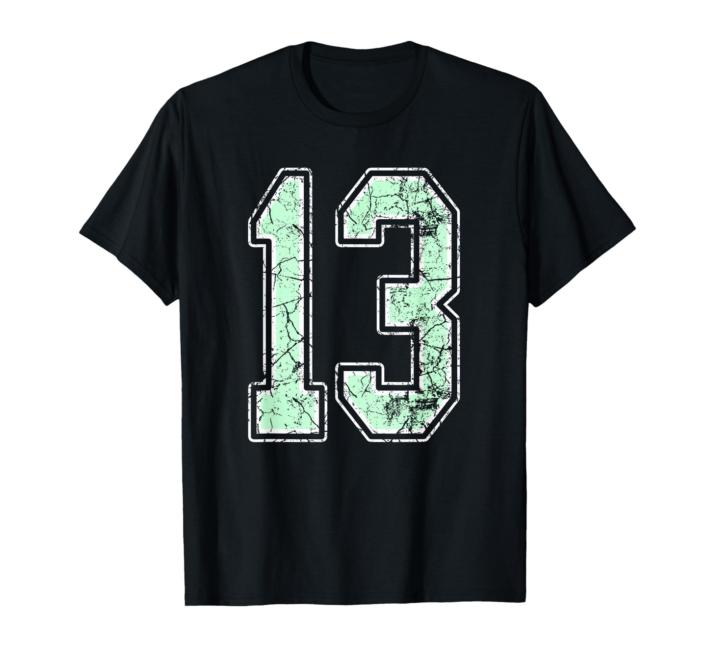 Mint Green White Sports Number 13 Jersey Uniform Player T-Shirt