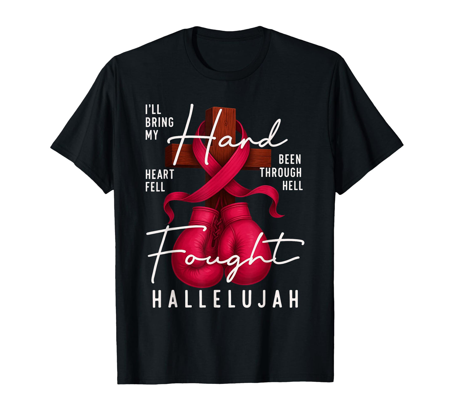 Breast Cancer Awareness Christian Hard Fought Hallelujah God T-Shirt