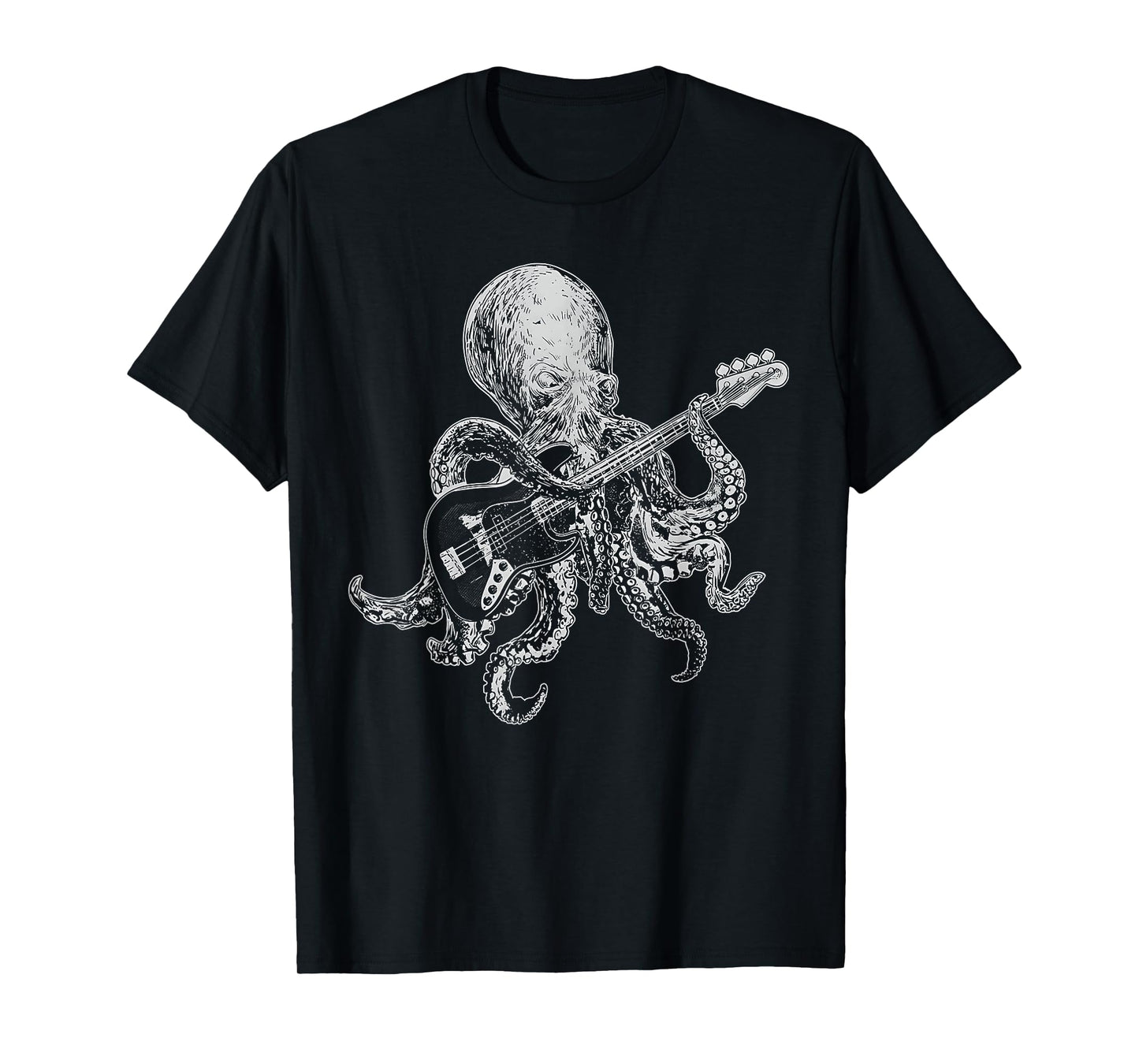 Octopus Playing Bass Guitar Shirt for Men Dad Octopus Lover T-Shirt