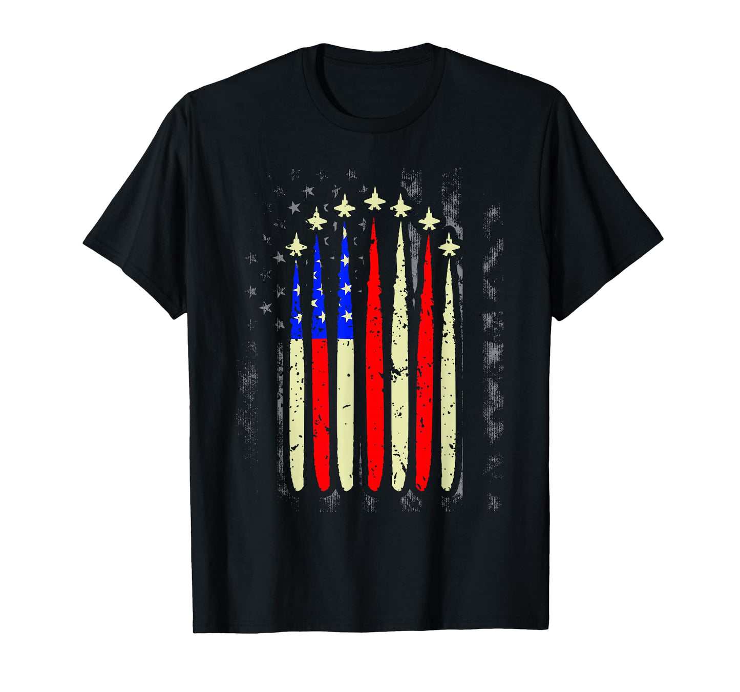 4th of July Jet Fighter American Flag Patriotic Hero Flying T-Shirt
