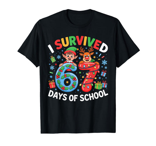 I Survived 67 Days of School Christmas Candy Cane Six Seven T-Shirt