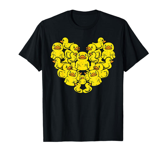 Ducks Heart Shape Cute Farm Animal Women Girls Boys Kids T-Shirt