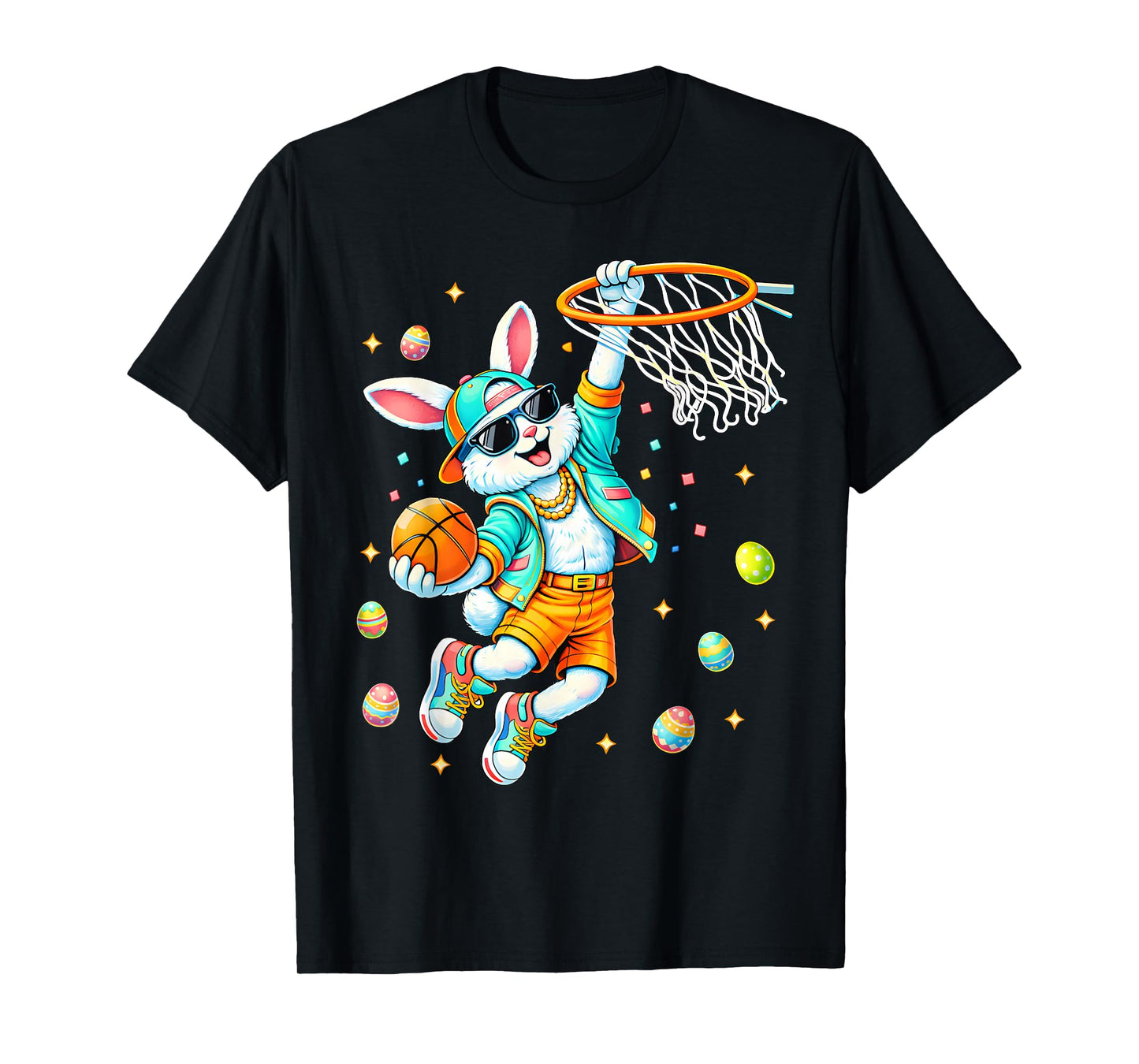 Funny Cool Rabbit Basketball Easter Men Boy Toddler Kid T-Shirt