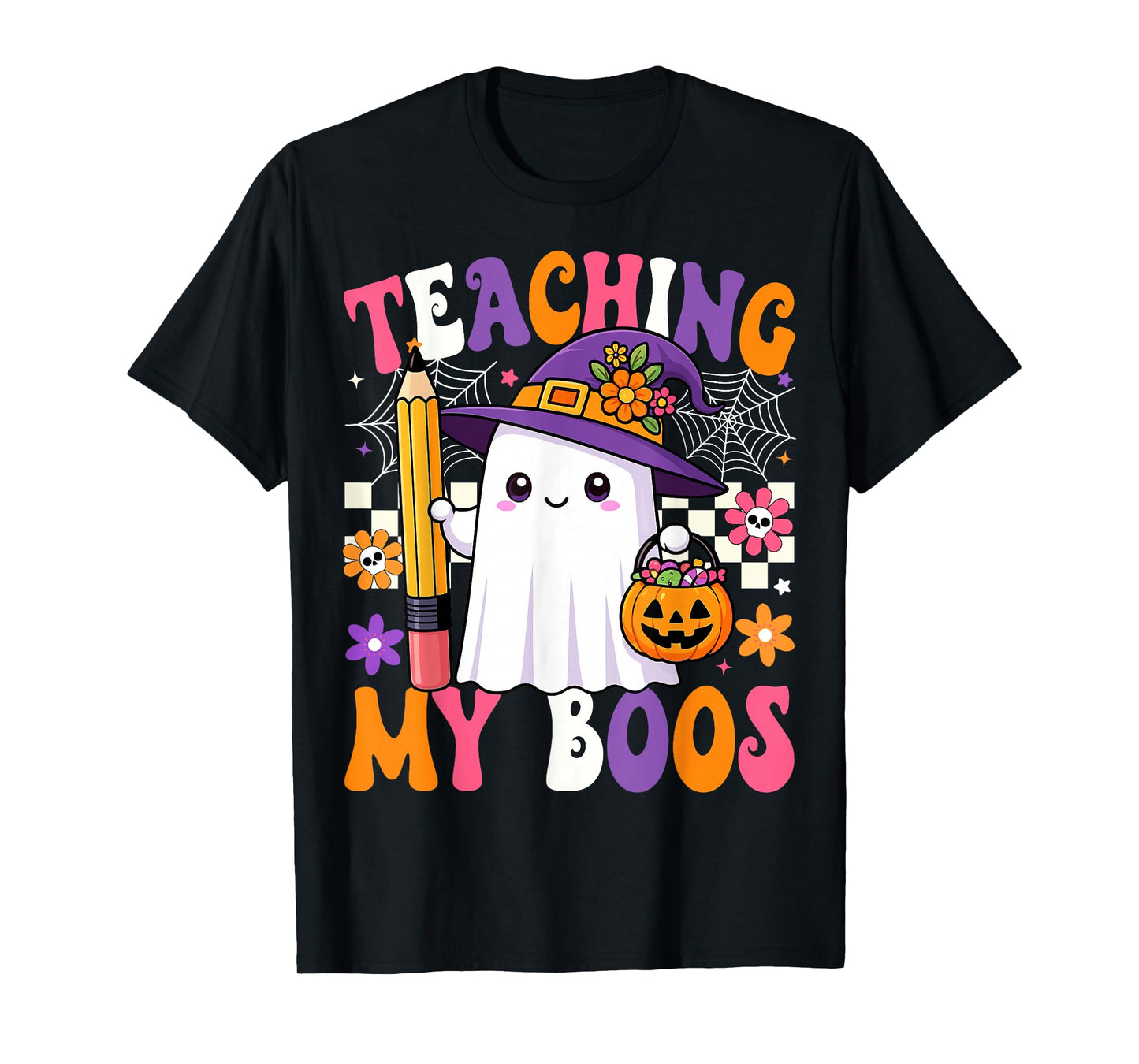 Teaching My Boos Ghost Teacher Cute Pencil Halloween Teacher T-Shirt