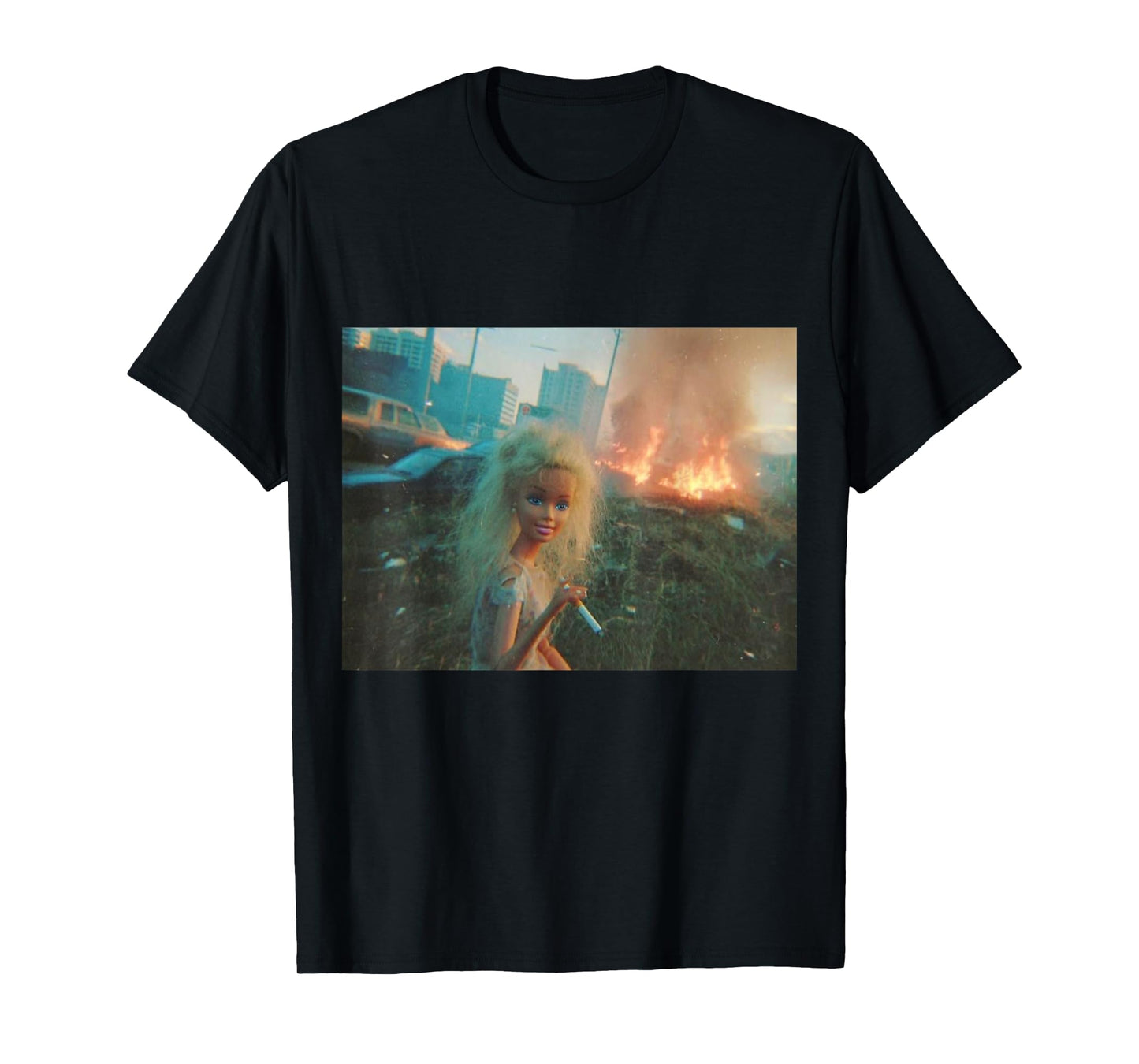 Funny Disgusting Doll face Meme Smoking T-Shirt