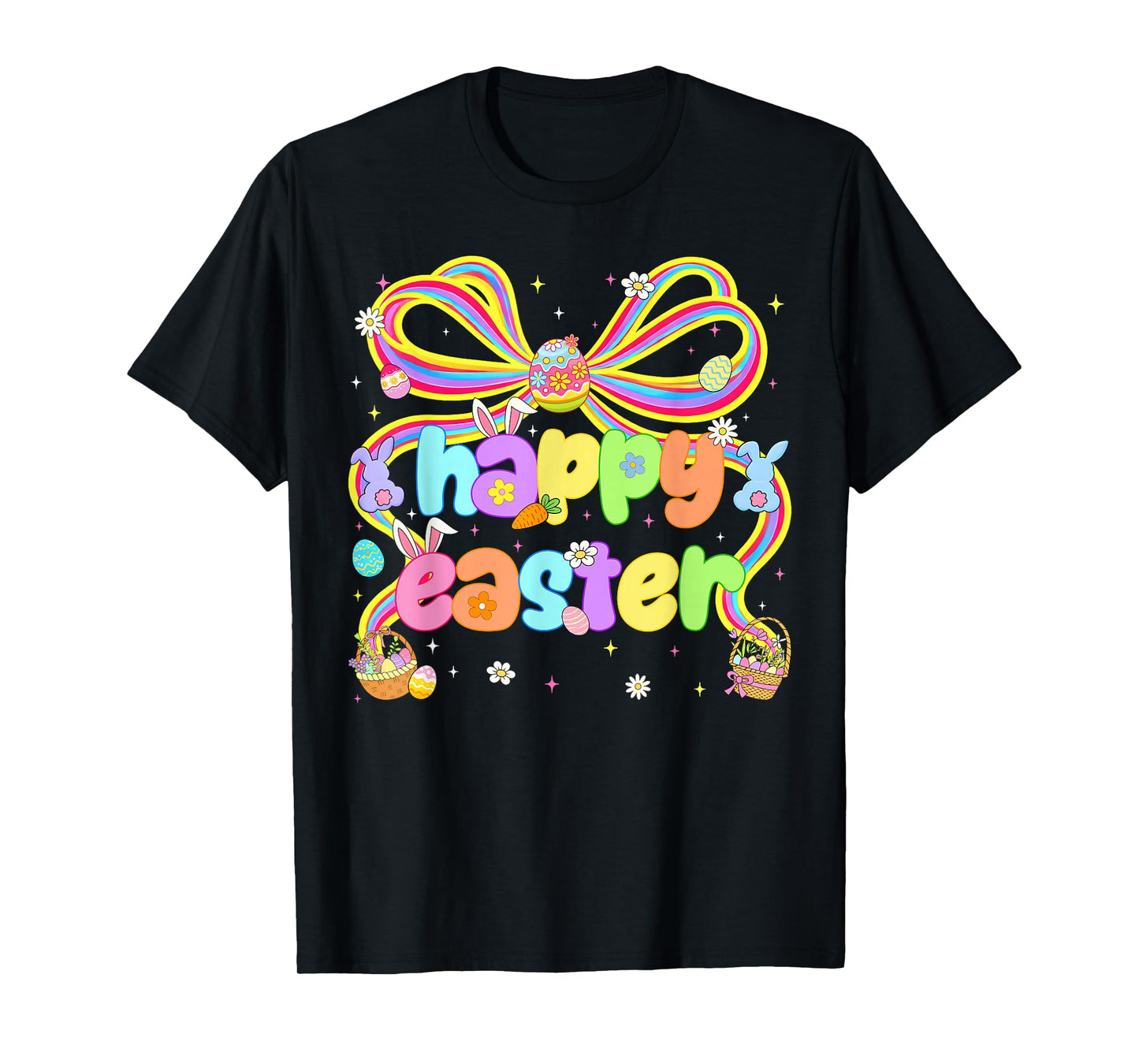 Happy Easter Coquette Floral Rabbit Bunny Women Girl Kid T-Shirt