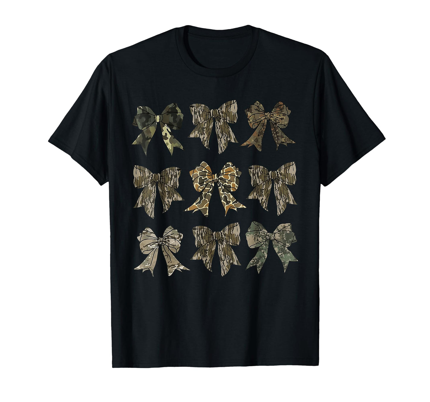 Camouflage Old Camo Bow Camo Coquette Bow Hunting Women Girl T-Shirt