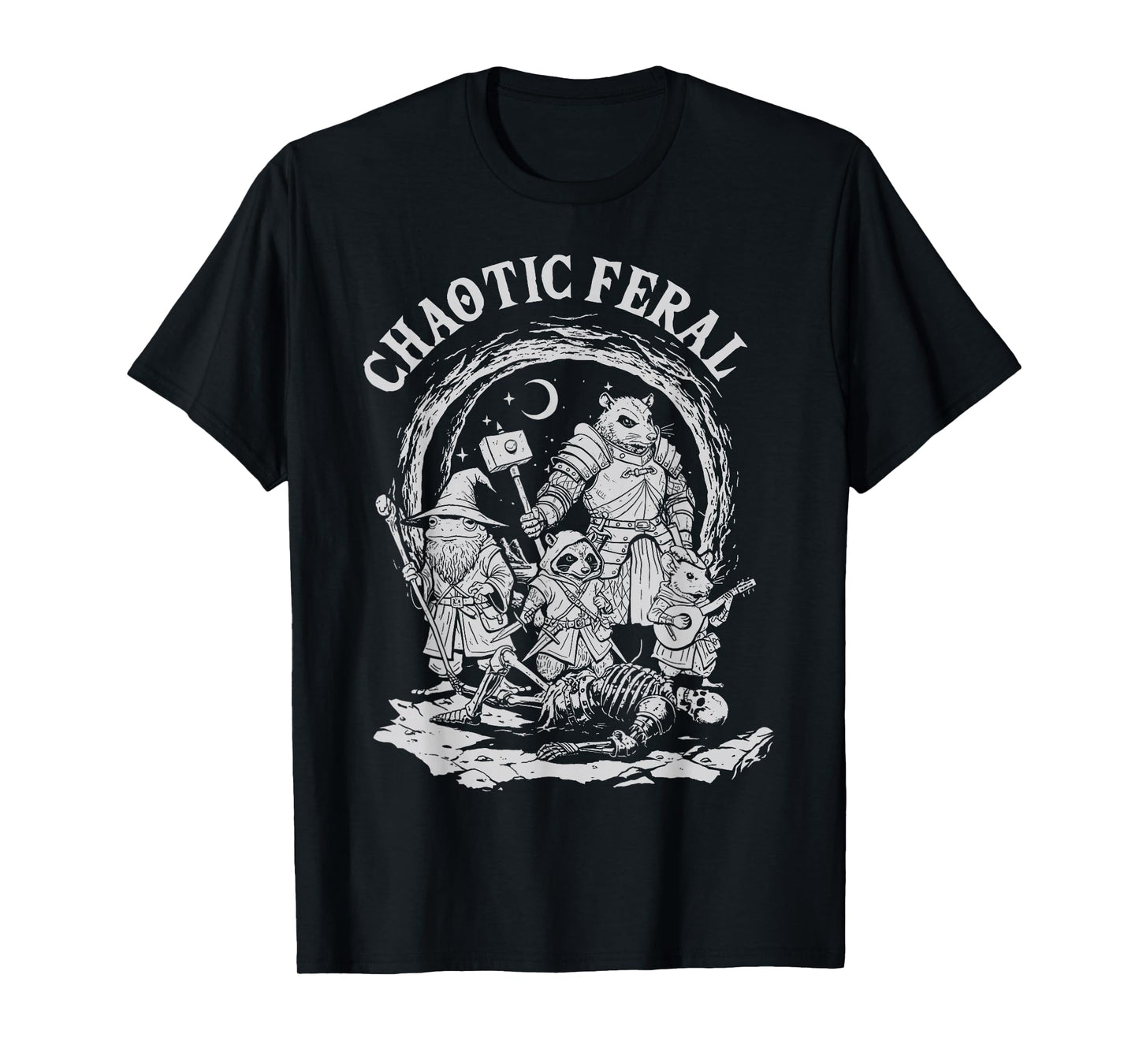 Chaotic Feral Funny RPG Party Fantasy Animal Meme T-Shirt
