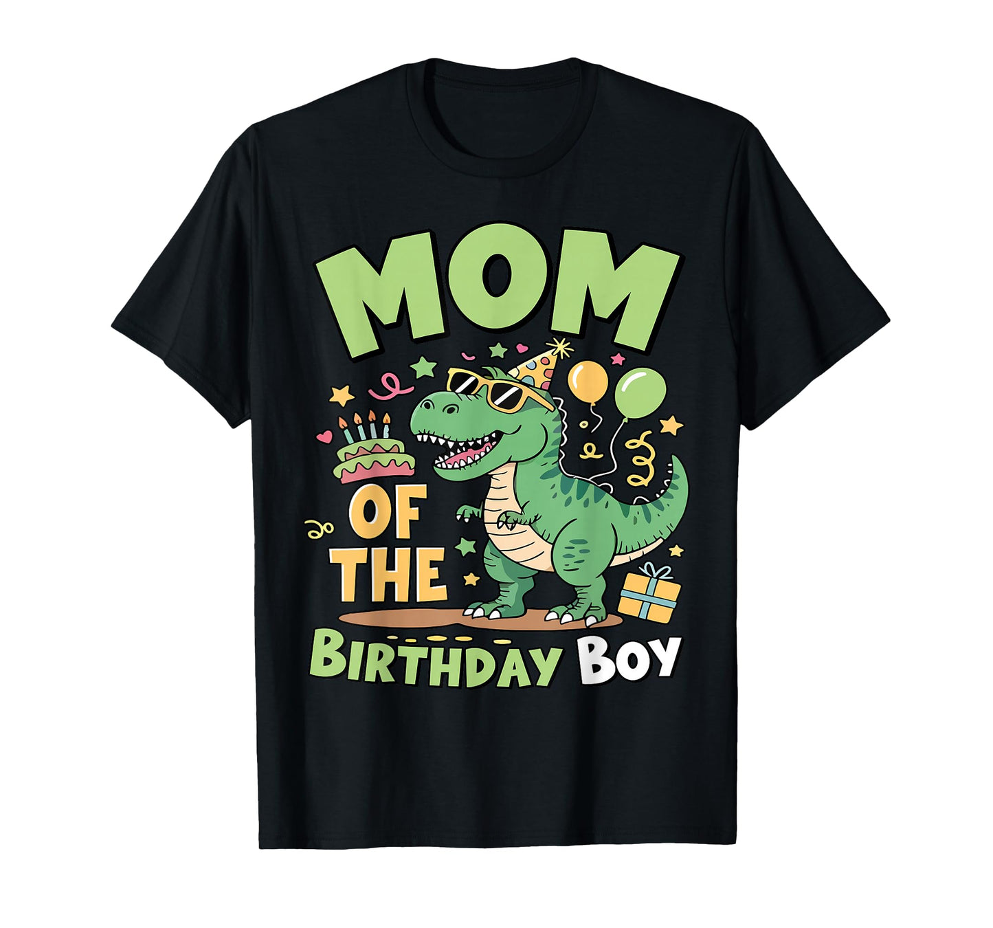 Mom of The Birthday Boy T Rex Dinosaur Family Party Womens T-Shirt