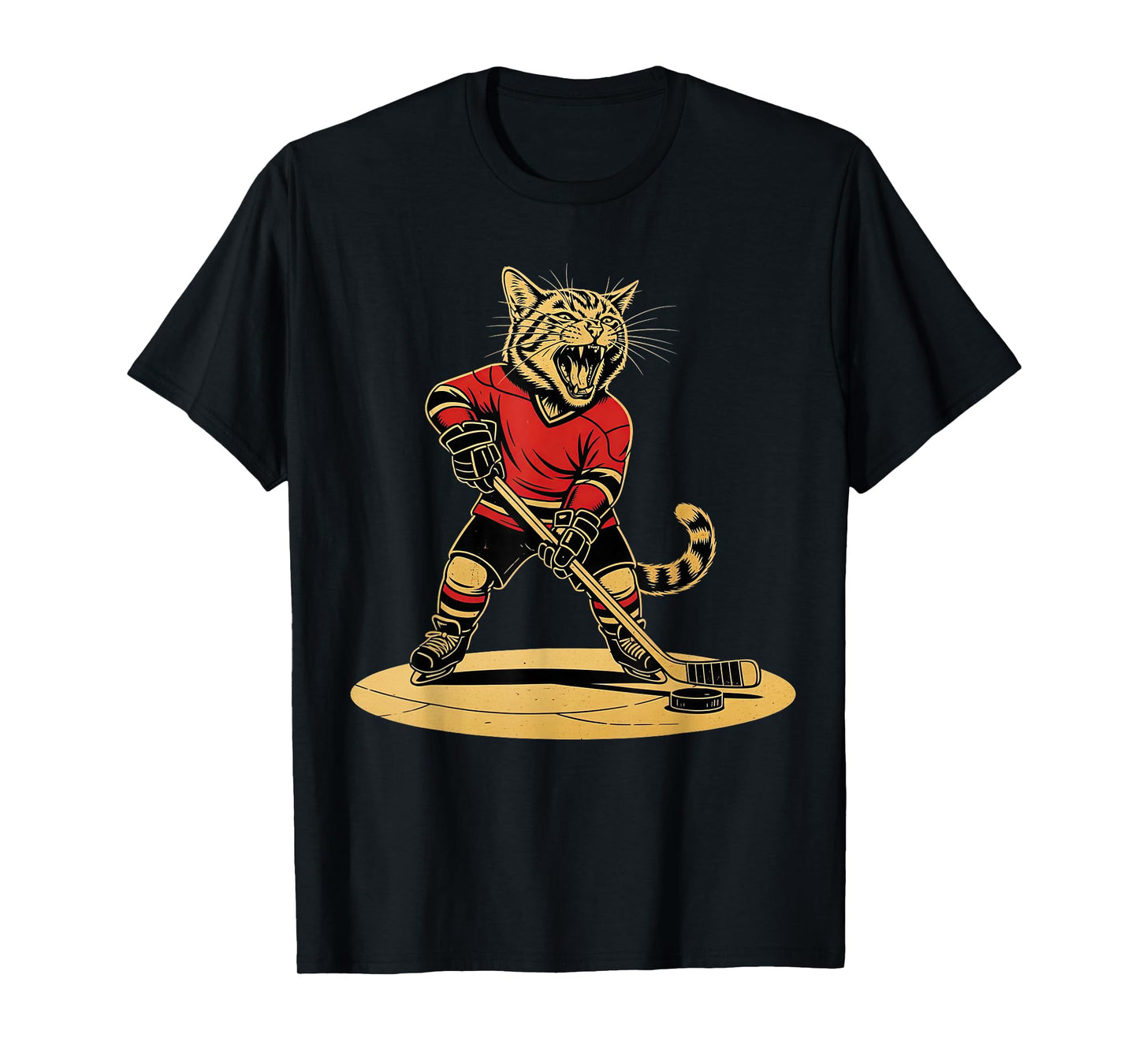 Funny Ice Hockey Cat. Playing Ice Hockey T-Shirt