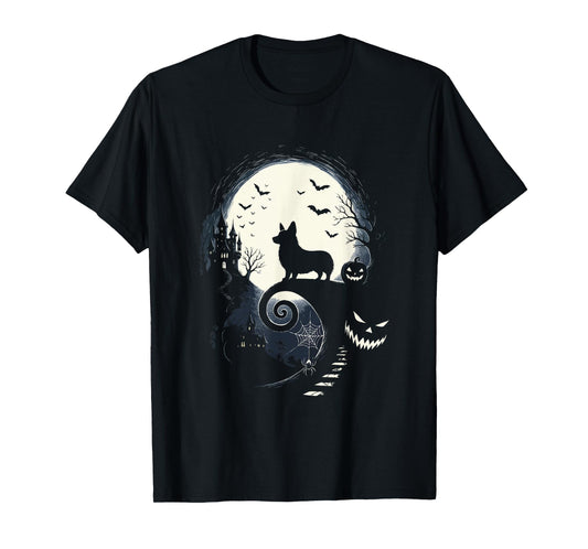 Corgi Dog and Moon Halloween Costume Dog Lover Men Women Kid T-Shirt