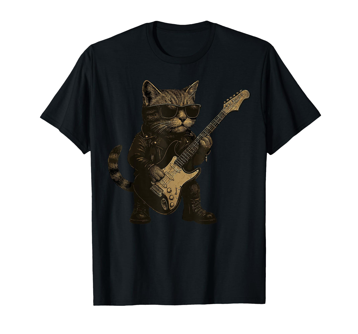 Rockstar Cat with Guitar T-Shirt
