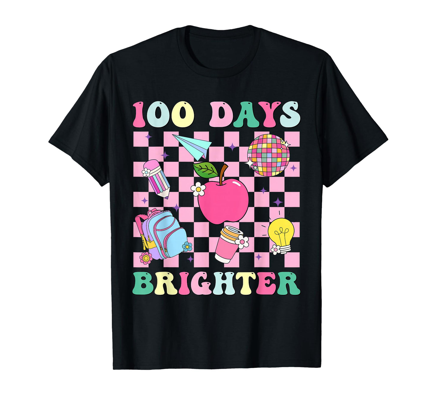 100 Days Brighter Retro Disco 100th Day of School Teacher T-Shirt