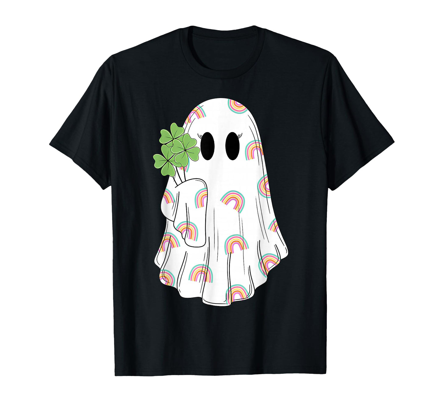 Spooky Ghost St. Patrick's Day Clover Irish Woman Outfit T-Shirt