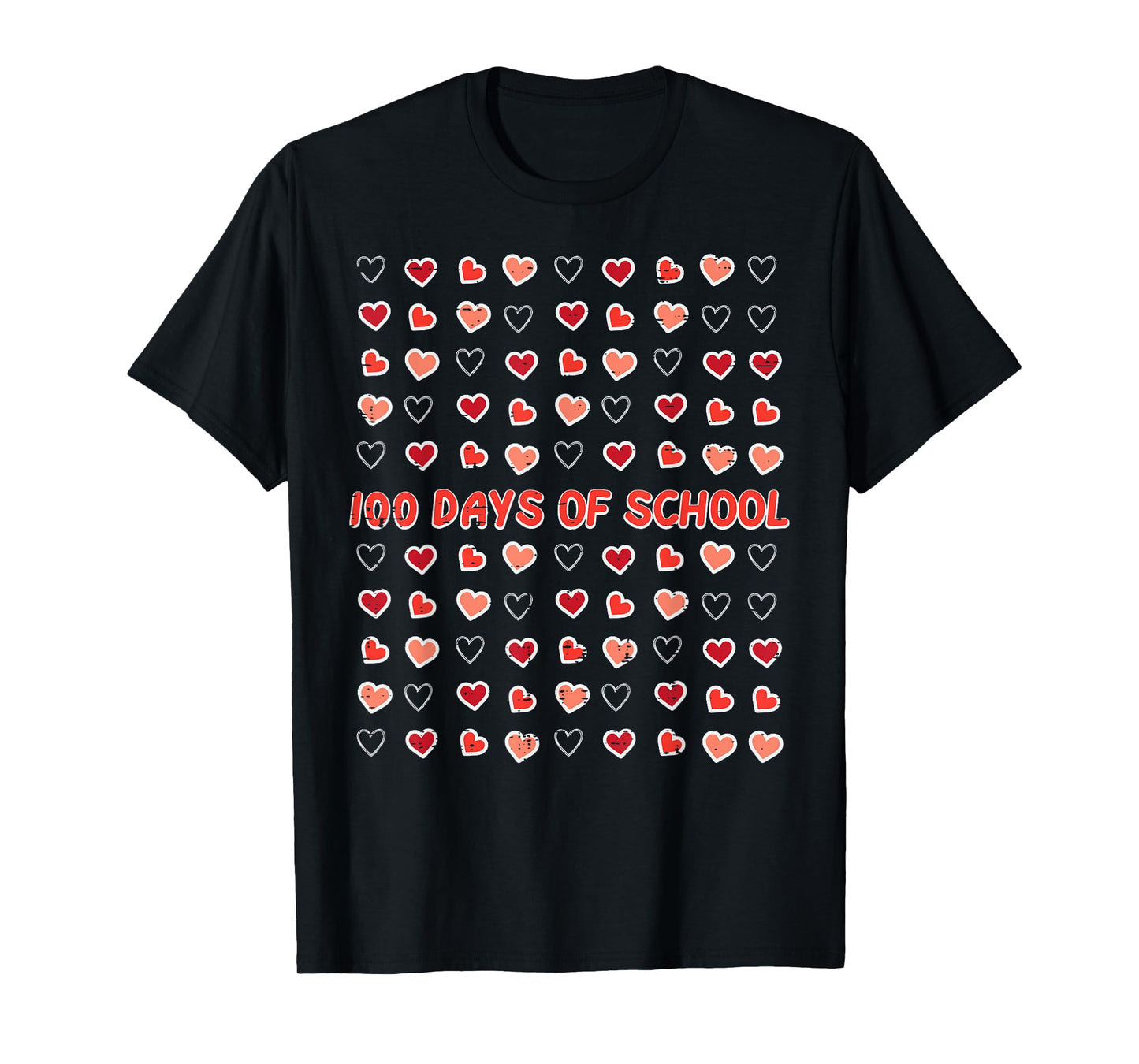 100 Days of School Hearts Cute 100th Day Girls Kids Women T-Shirt