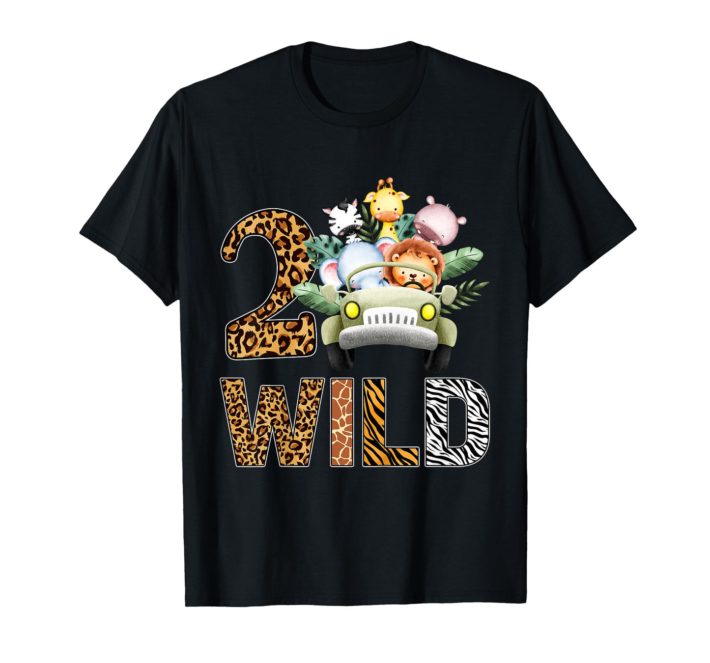 Wild Two 2 Year Old Boy Girl 2nd Birthday Zoo Jungle Animal T-Shirt