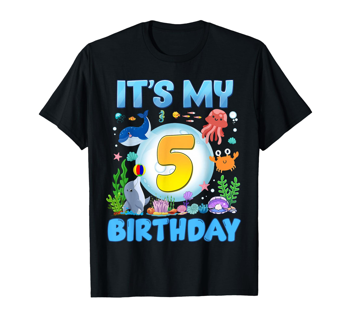 It's My 5th Birthday Under Sea Aquarium 5 Year Old Birthday T-Shirt