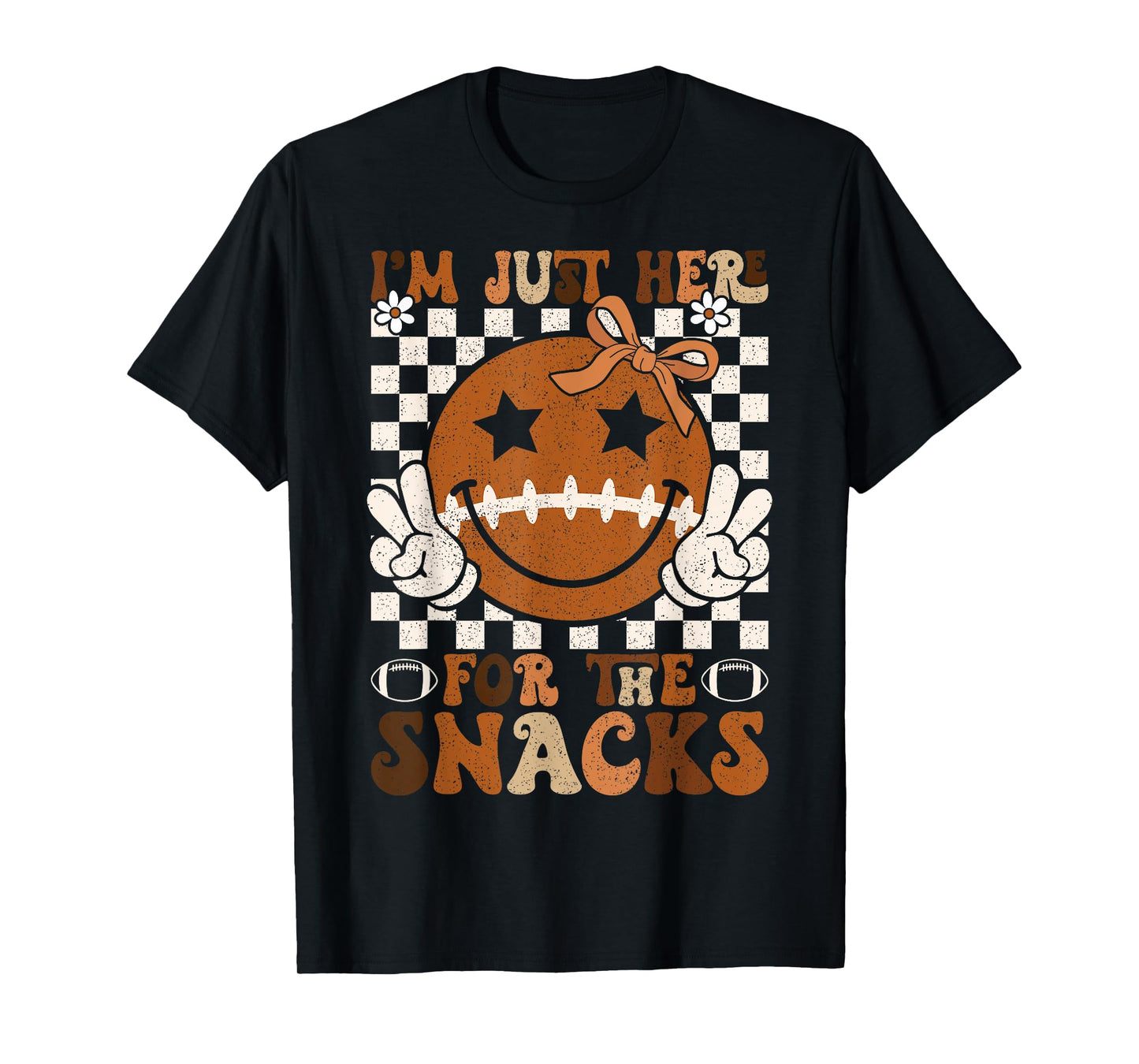 I'm Just Here for The Snacks Football Retro Game Day Girls T-Shirt
