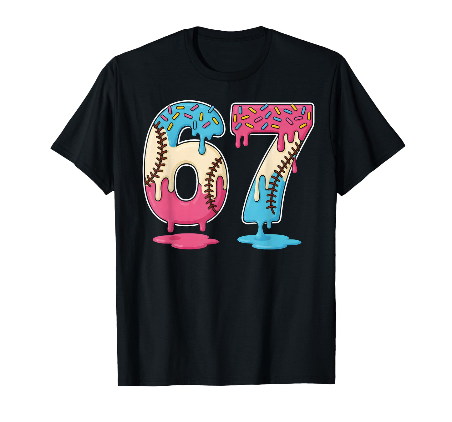 67 Baseball Ice Cream Drip Meme Six Seven Gen Alpha Funny T-Shirt