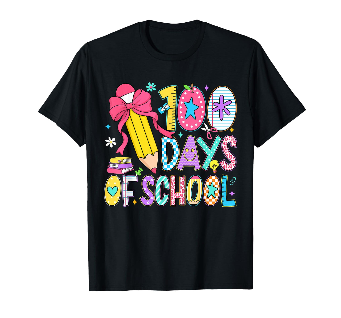 100 Days of School Girls Coquette Bow 100th Day of School T-Shirt