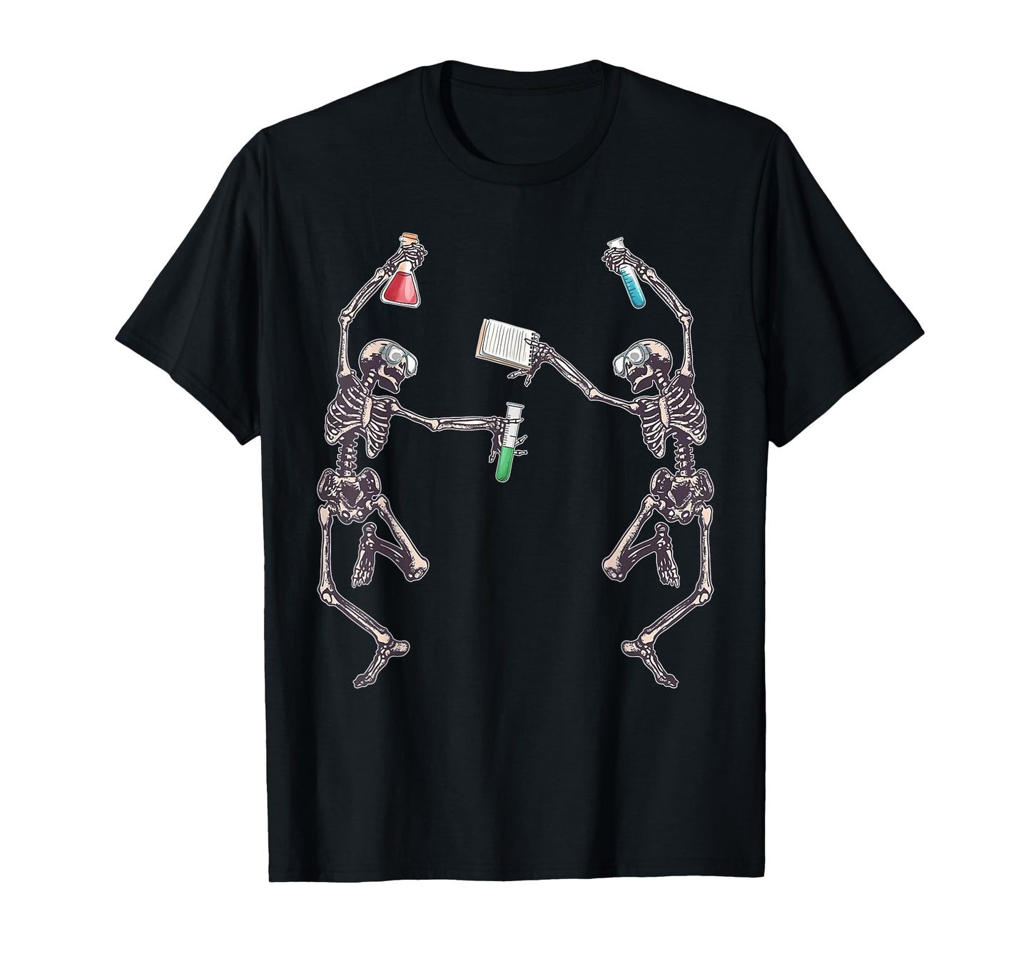 Science Teacher Dancing Skeleton Halloween Chemist Scientist T-Shirt