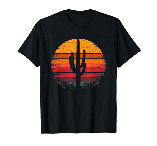 Retro Sunset Saguaro Cactus Vintage Desert Design Graphic T-Shirt