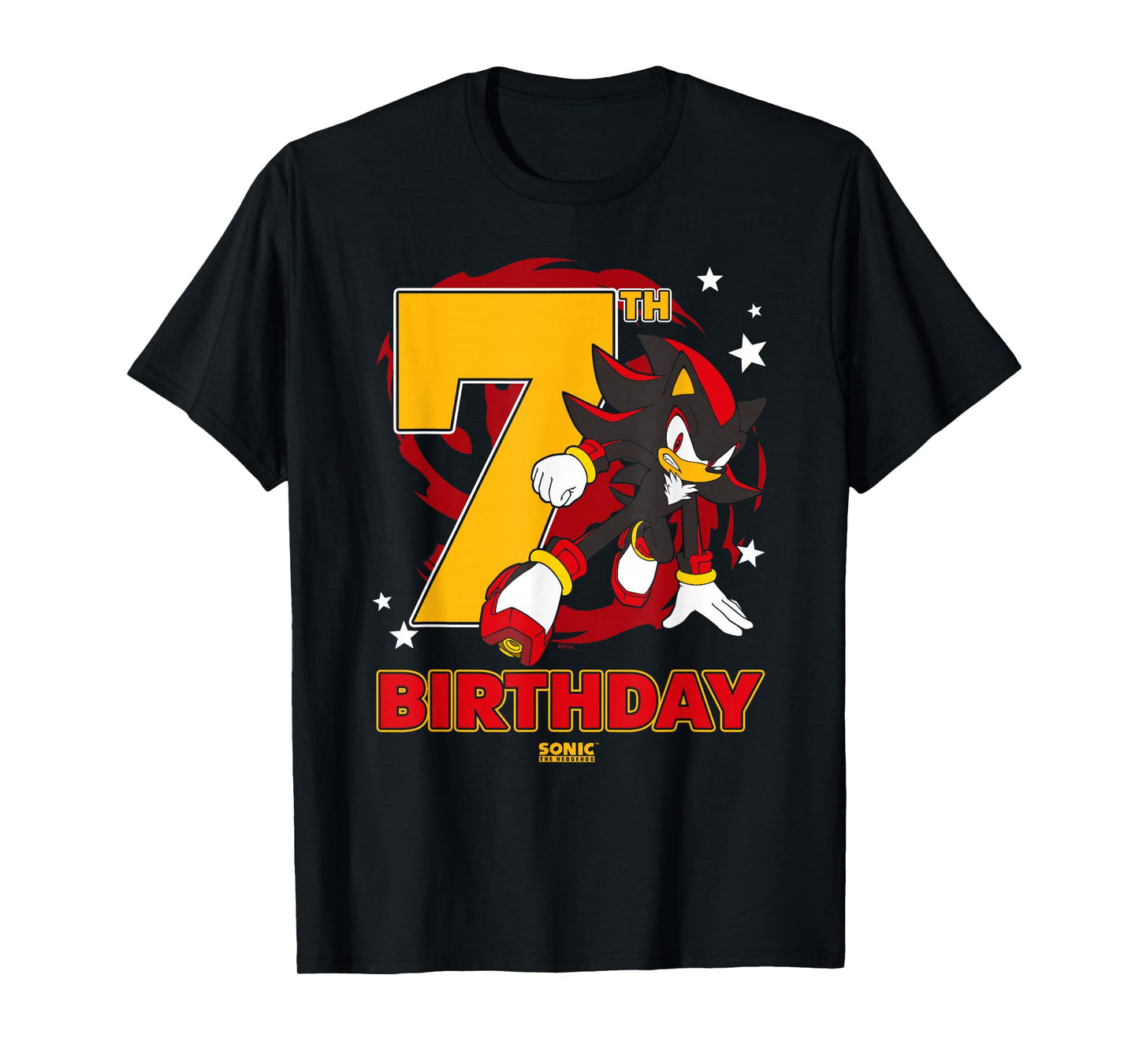 Sonic The Hedgehog Epic Shadow 7th Birthday Big Chest Logo T-Shirt