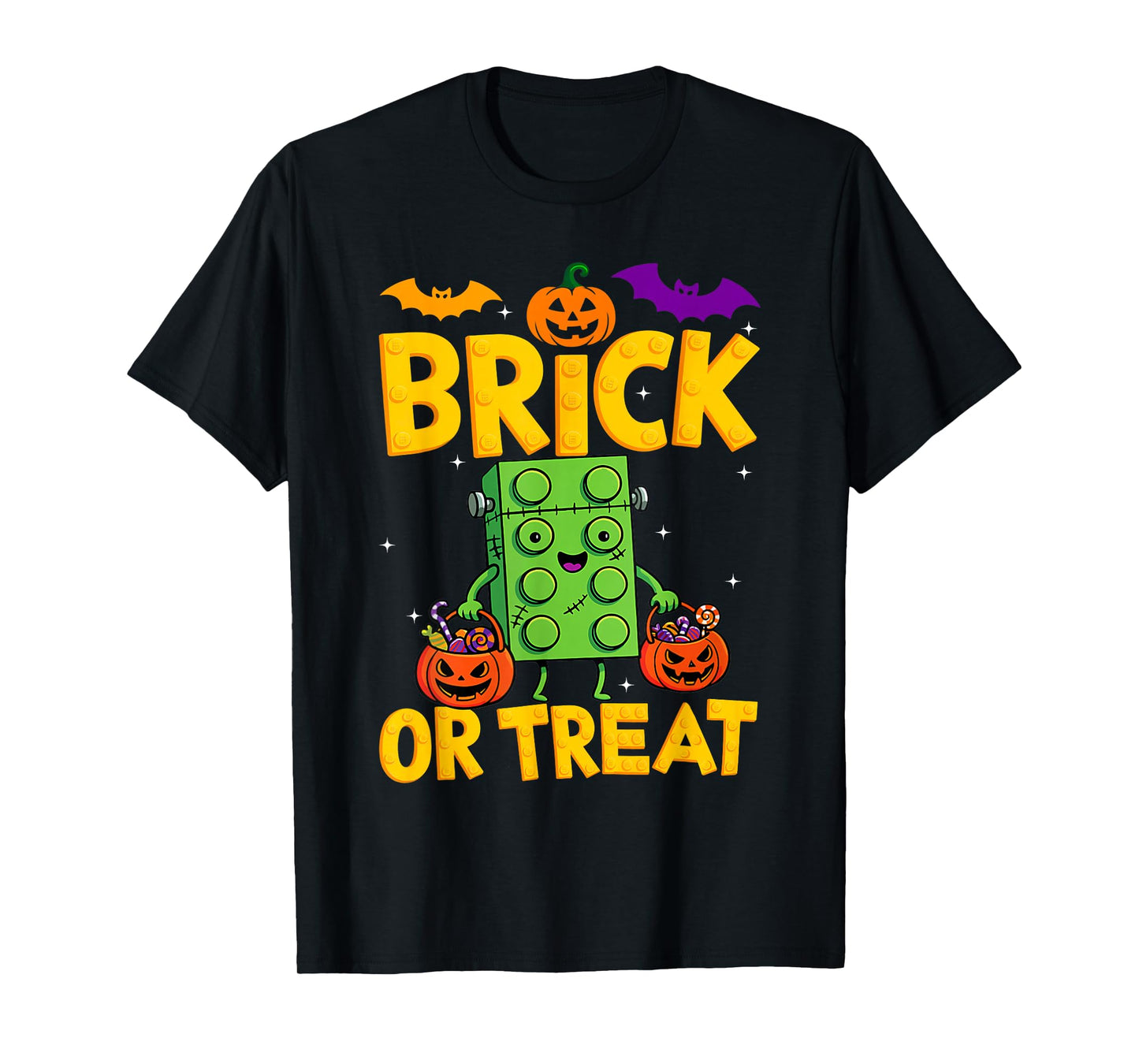 Brick or Treat Halloween Master Builder Blocks Building Kids T-Shirt