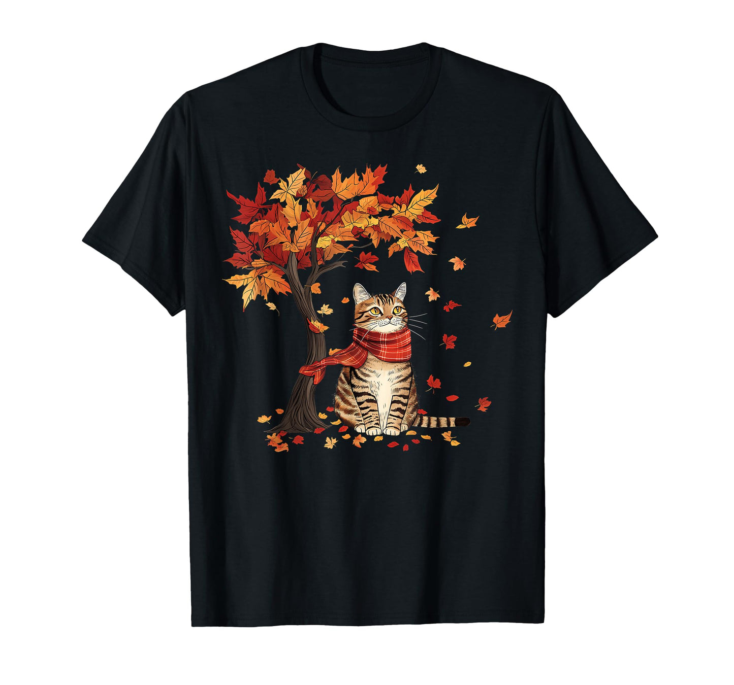 Cat Leaf Fall Tree Hello Autumn Thanksgiving It's Fall Y'all T-Shirt