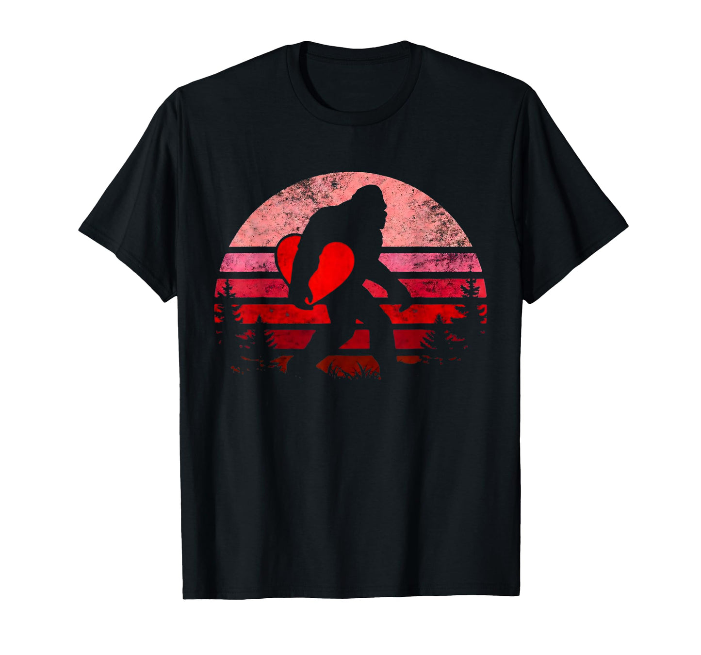 Bigfoot Heart Valentine's Day Boys Girls Kids Love Sasquatch T-Shirt