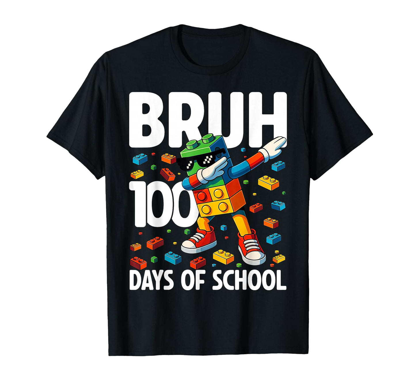 Master Builder Dabbing Blocks Bricks Bruh 100 Days of School T-Shirt