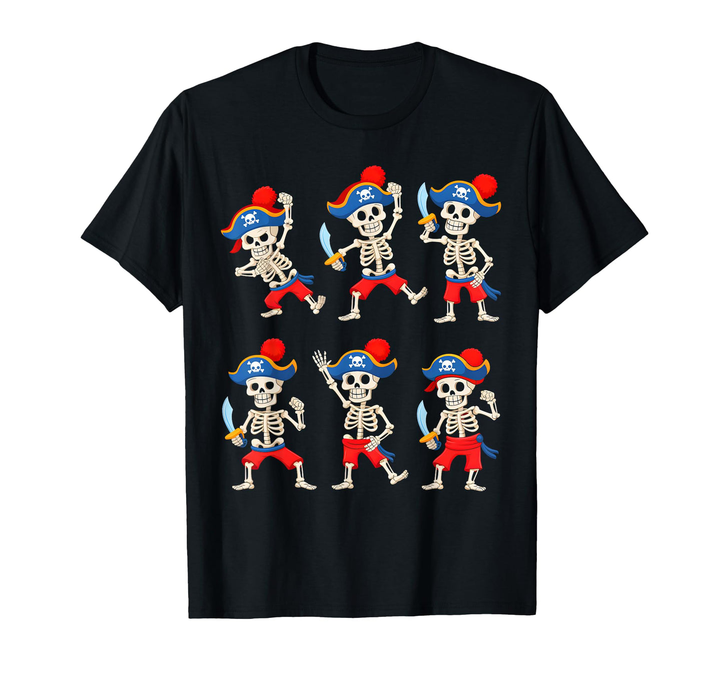Dancing Skeleton Pirate Halloween Costume Boys Girls Kids T-Shirt