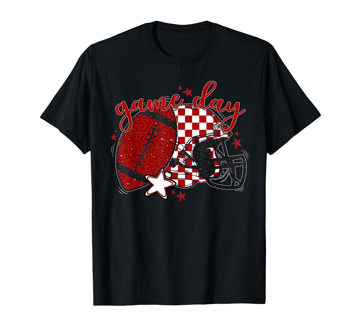 Red Leopard Game Day Football Touchdown Season Men Boys T-Shirt