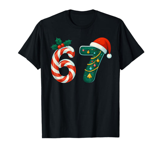 Funny Six Seven 6 7 Meme Christmas Family Xmas Santa 67 T-Shirt