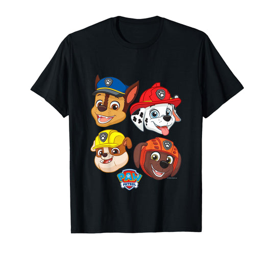 PAW Patrol Chase Marshall Rubble & Zuma Cute Faces Logo T-Shirt