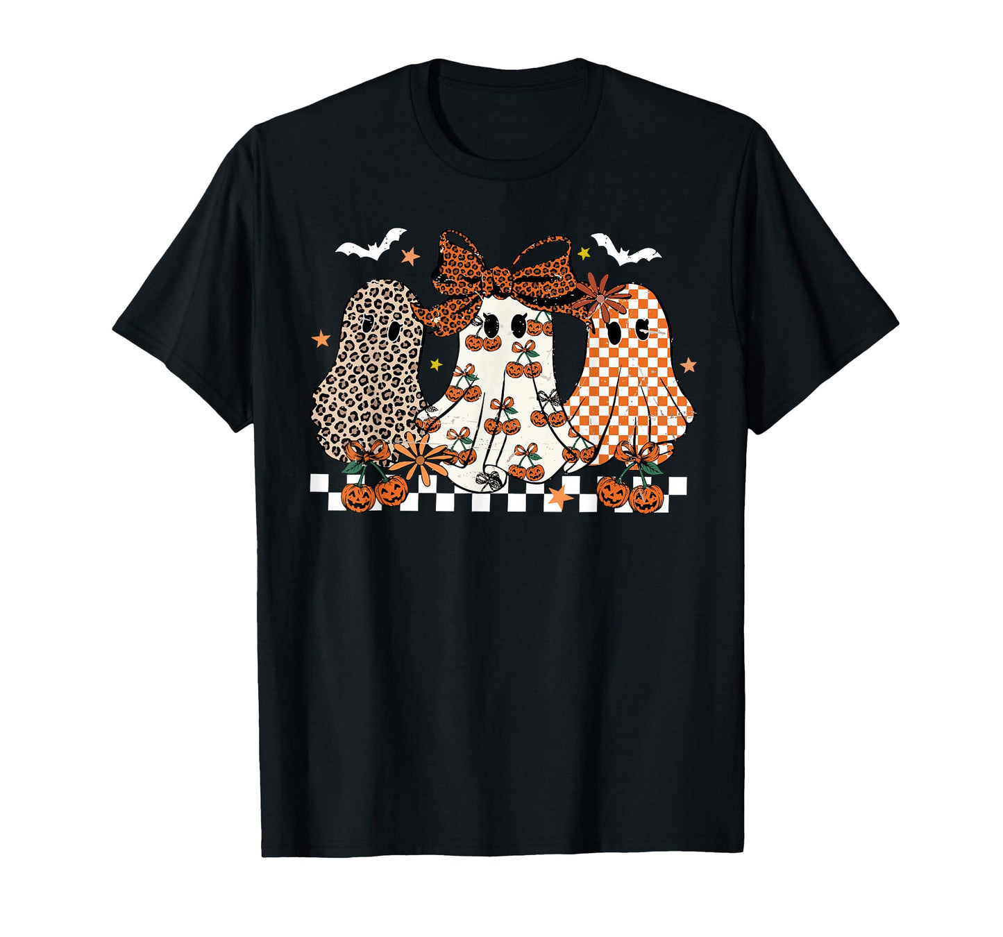 Halloween Ghost Coquette Bow Cherry Pumpkin Spooky Season T-Shirt