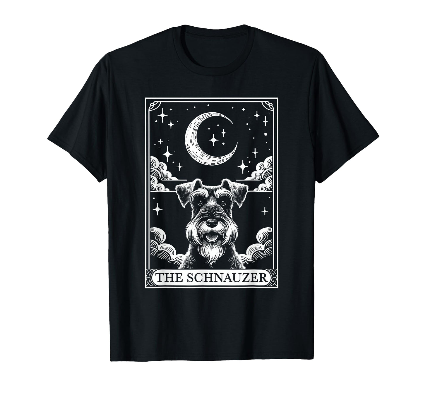 Tarot Card Vintage Crescent Moon Miniature Schnauzer Dog Mom Men Women Girls Kids T-Shirt