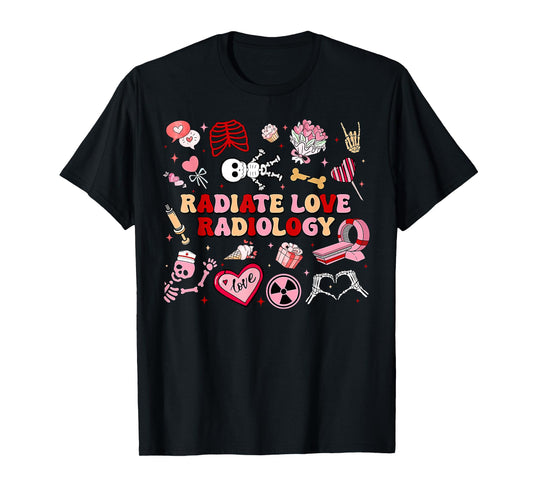 Radiate Love Radiology Valentines Day X-ray Tech Team Nurse T-Shirt