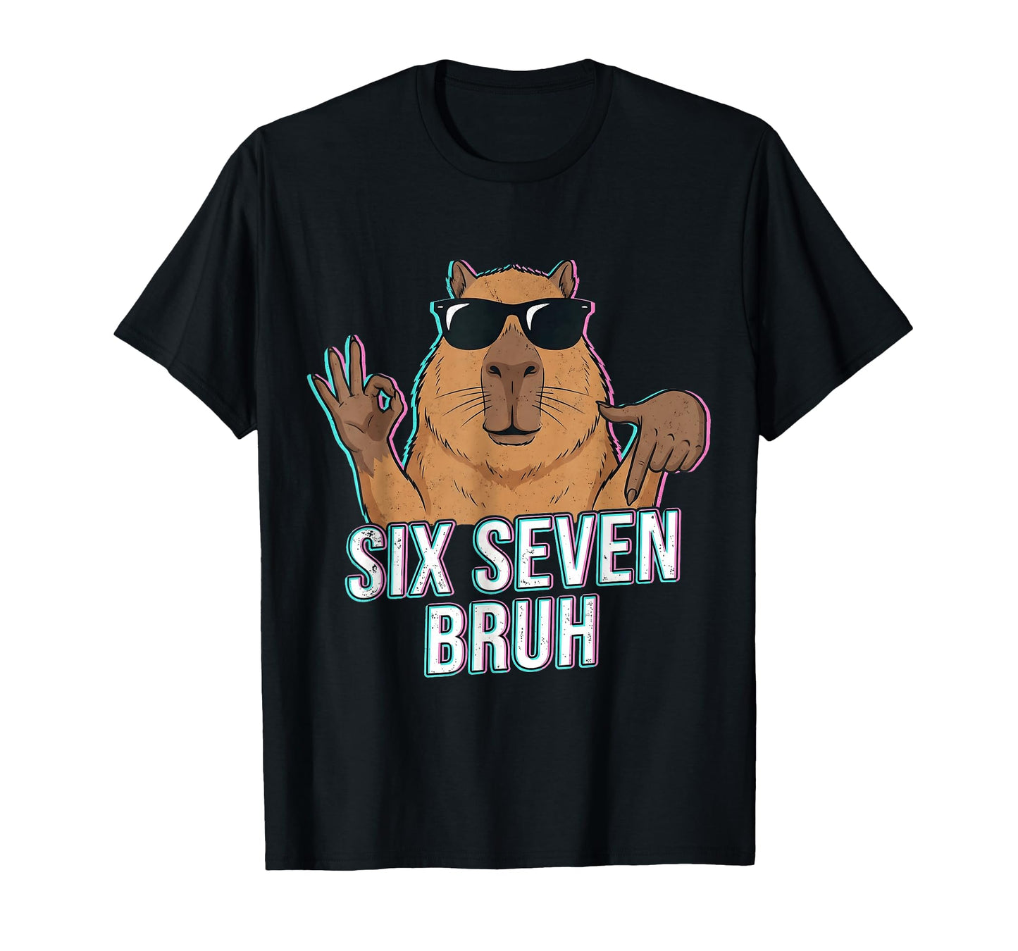 Six Seven Bruh Capybara 67 Boys Teens Kids Animals Lover 6 7 T-Shirt