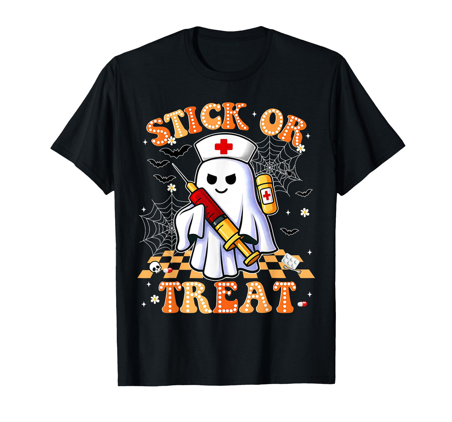 Funny Trick Or Treat Boo Nurse Halloween Costumes Men Women T-Shirt