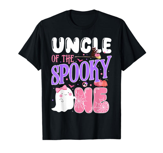 Uncle Of The Spooky One 1st Birthday Halloween Pink Ghost T-Shirt