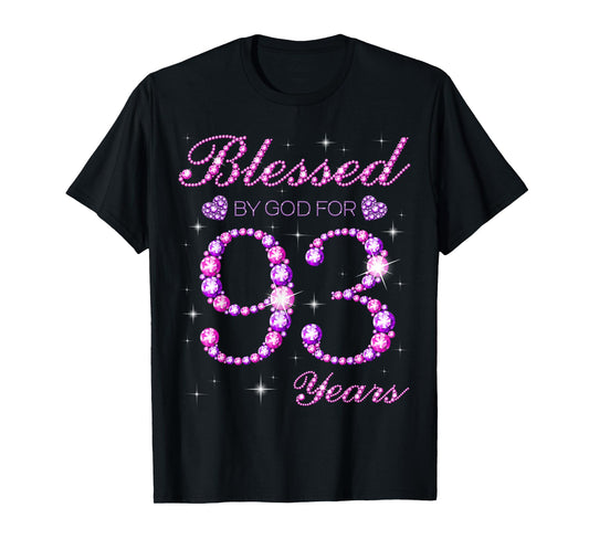 Blessed by God for 93 Years Old 93rd Birthday Party T-Shirt