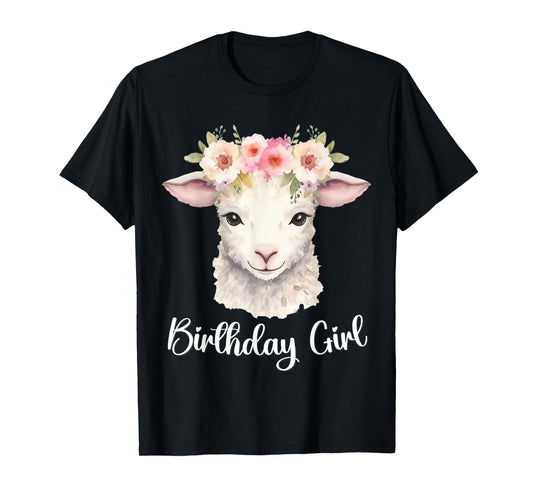 Lamb, Sheep with Flowers for the Birthday Girl T-Shirt