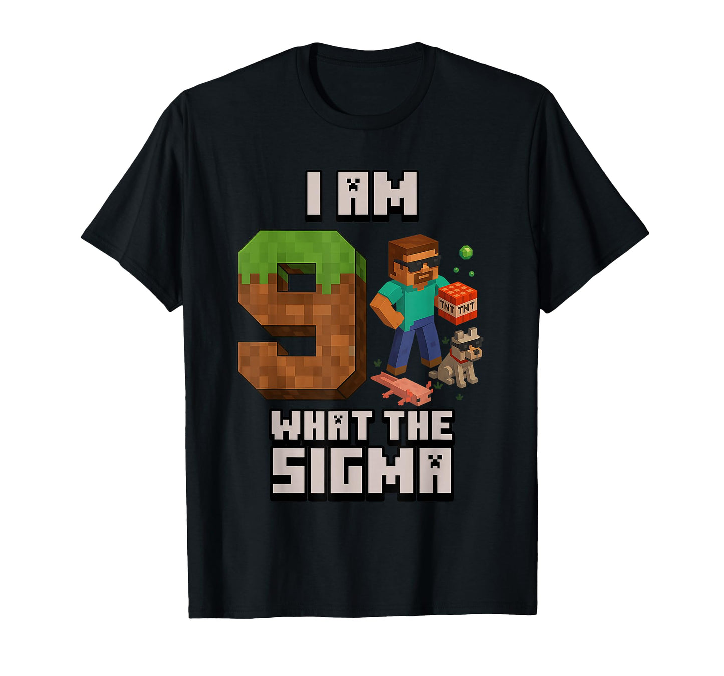 9th Birthday What The Sigma Pixel 9 Bday Gamer Boys Kids T-Shirt