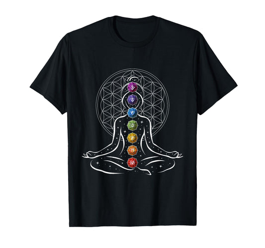Yoga Meditation Chakras Zen Flower of Life Sacred Geometry T-Shirt