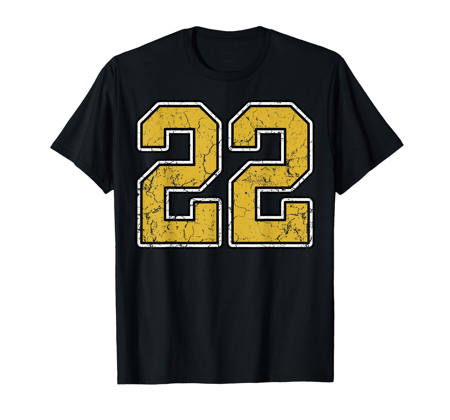 Old Gold Black White Sports Number 22 Jersey Uniform Player T-Shirt