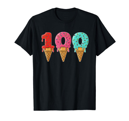 100 Days of School Ice Cream Cone 100th Day of School T-Shirt